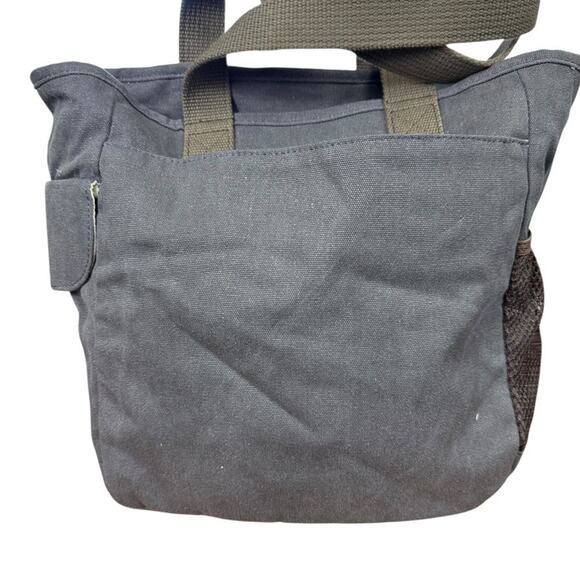 Duluth Trading Gray Brown Canvas Double Handle Bag Tote Shoulder Handbag Travel - Picture 9 of 16